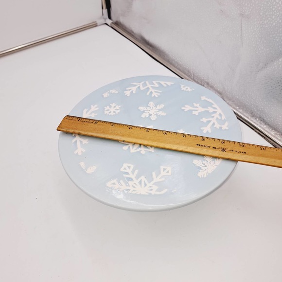 Holiday Style Tiffany Blue color cake stand/plate Snowflakes - Picture 4 of 7